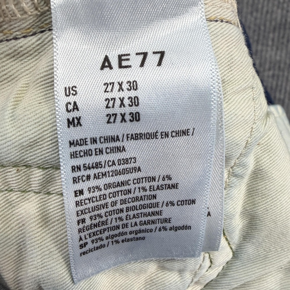 AE77 Classic‎ Selvedge Jeans Mens 27x30 Blue Medium Wash Straight Stretch Denim - Picture 16 of 16